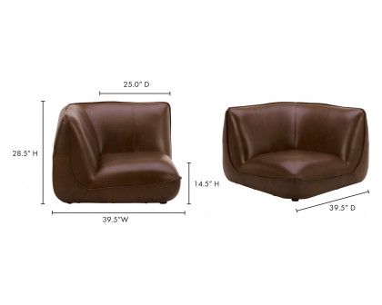 Moe's Zeppelin Leather Corner Chair - Brown