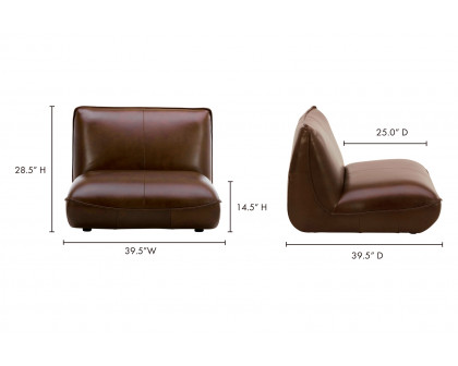 Moe's Zeppelin Leather Slipper Chair - Brown