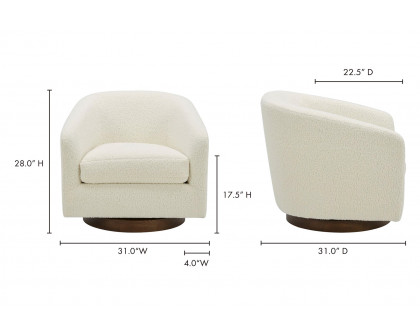 Moe's Oscy Swivel Chair - Shearling White