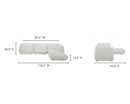 Moe's - Zeppelin Lounge Modular Sectional in Salt Stone White