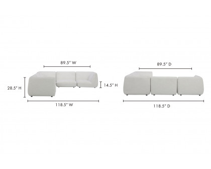 Moe's Zeppelin Classic L Modular Sectional - White