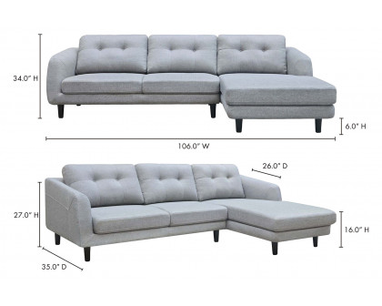 Moe's Corey Sectional - Dark Gray, Right Facing