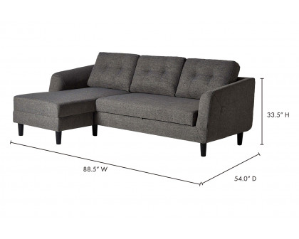 Moe's Belagio Sofa Bed With Chaise - Charcoal Gray, Left Facing