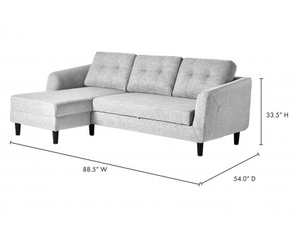 Moe's Belagio Sofa Bed With Chaise - Light Gray, Left Facing