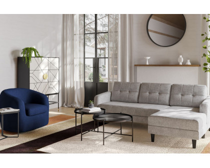 Moe's Belagio Sofa Bed With Chaise - Light Gray, Right Facing