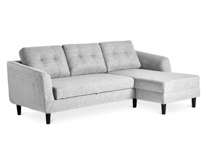 Moe's Belagio Sofa Bed With Chaise - Light Gray, Right Facing