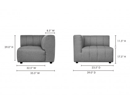 Moe's Lyric Left Arm Chair - Gray, Left Arm