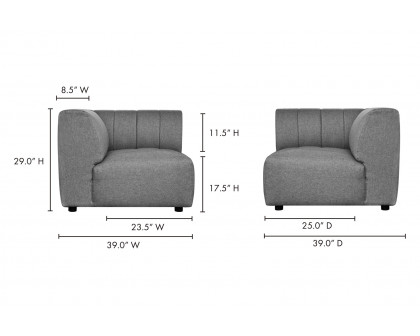 Moe's Lyric Corner Chair - Gray