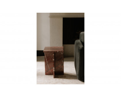 Moe's Blair Contemporary Accent Table - Rosso Levanto Marble