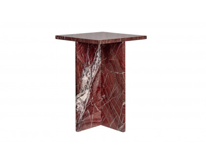 Moe's Blair Contemporary Accent Table - Rosso Levanto Marble