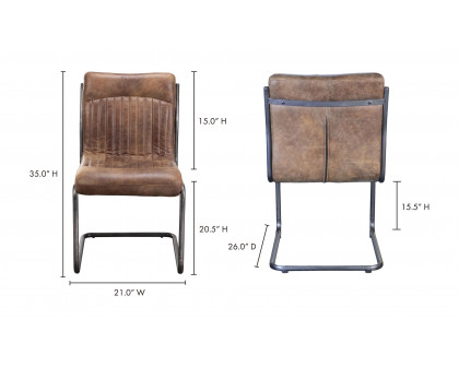 Moe's Ansel Industrial Dining Chair Set of 2 - Brown