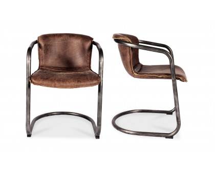 Moe's - Benedict Industrial Dining Chair Set of 2 in Brown