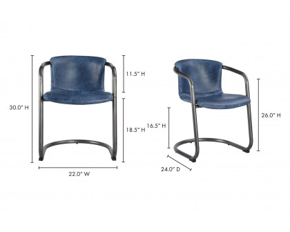 Moe's Freeman Dining Chair Set of 2 - Dark Blue