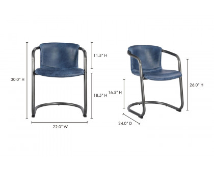 Moe's Freeman Industrial Dining Chair Set of 2 - Dark Blue