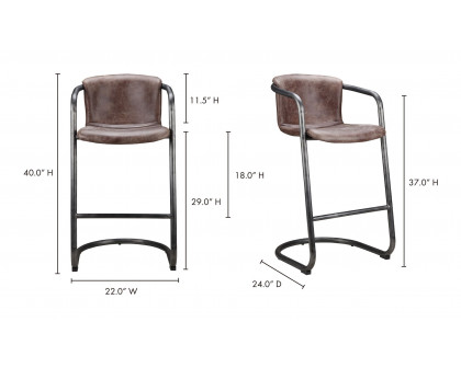 Moe's Freeman Industrial Bar Stool Set of 2 - Brown