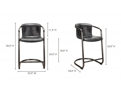 Moe's Freeman Industrial Counter Stool Set of 2 - Black