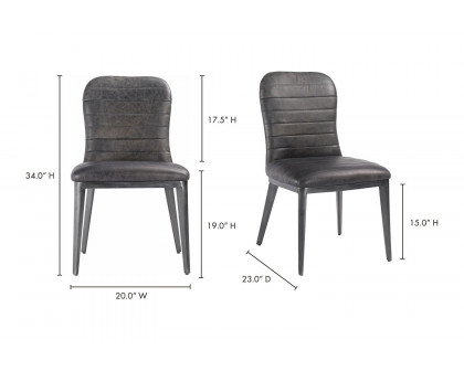 Moe's Shelton Industrial Dining Chair Set of 2 - Ebony, Leather