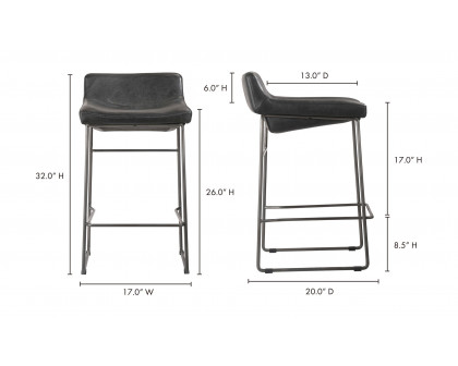 Moe's Starlet Contemporary Counter Stool Set of 2 - Black