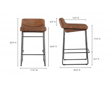 Moe's Starlet Contemporary Counter Stool Set of 2 - Cappuccino