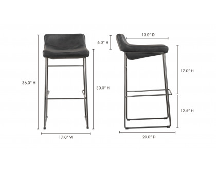 Moe's Starlet Contemporary Barstool Set of 2 - Black