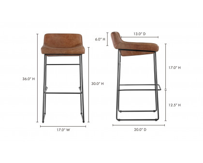 Moe's Starlet Contemporary Barstool Set of 2 - Cappuccino