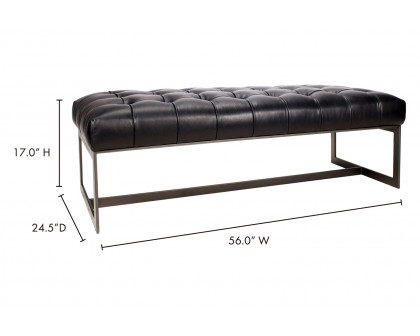 Moe's Wyatt Leather Bench - Black