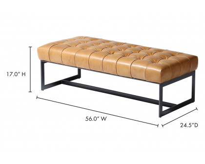 Moe's Wyatt Leather Bench - Tan