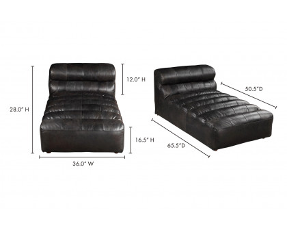 Moe's™ Ramsay Leather Chaise - Antique