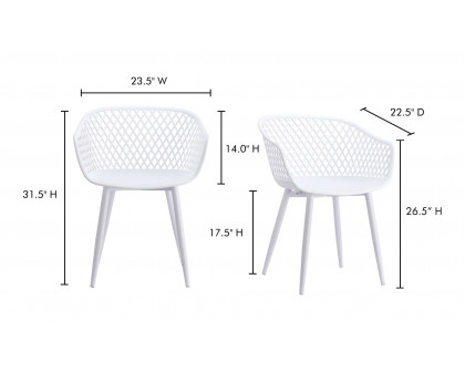 Moe's Piazza Contemporary Outdoor Chair Set of 2 - White