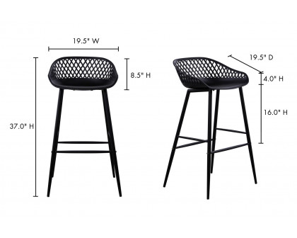 Moe's Piazza Outdoor Bar Stool Set of 2 - Black