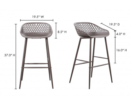 Moe's Piazza Outdoor Bar Stool Set of 2 - Gray