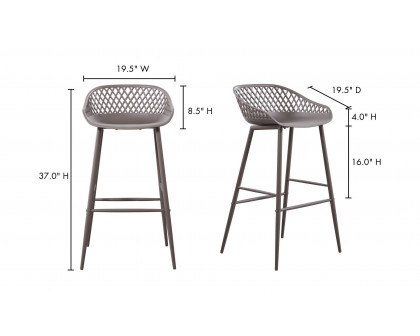 Moe's Piazza Contemporary Outdoor Barstool Set of 2 - Gray