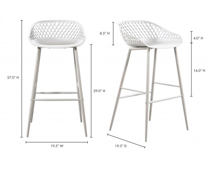 Moe's Piazza Outdoor Bar Stool Set of 2 - White