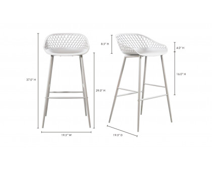 Moe's Piazza Contemporary Outdoor Barstool Set of 2 - White