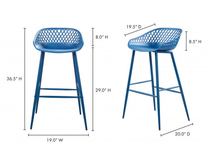 Moe's Piazza Outdoor Bar Stool Set of 2 - Blue