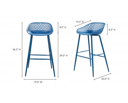 Moe's Piazza Contemporary Outdoor Barstool Set of 2 - Blue