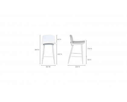 Moe's Looey Contemporary Counter Stool Set of 2 - White