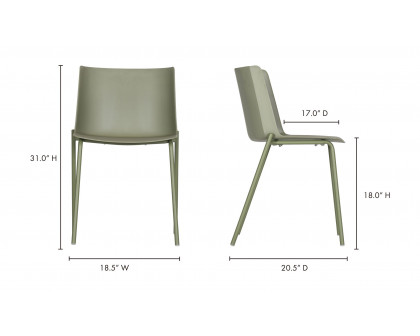 Moe's Silla Contemporary Dining Chair Set of 2 - Sage Green