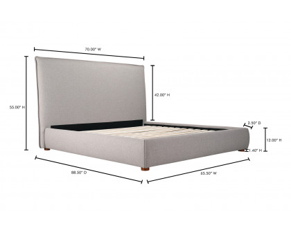 Moe's Luzon Bed Tall Headboard - Graystone, Queen