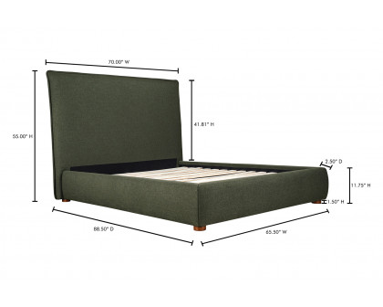 Moe's Luzon Bed Tall Headboard - Deep Forest, Queen