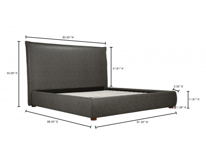 Moe's Luzon Bed Tall Headboard - Slate, King