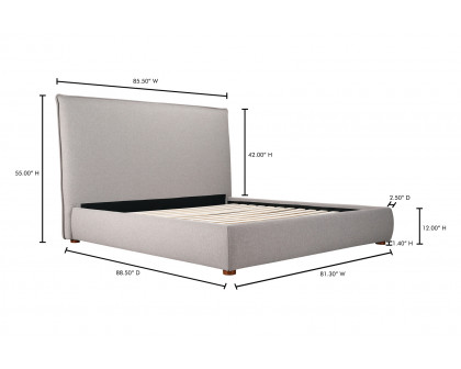 Moe's Luzon Bed Tall Headboard - Graystone, King