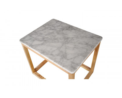 Moe's Ellis Modern Side Table - Natural, Marble/Wood