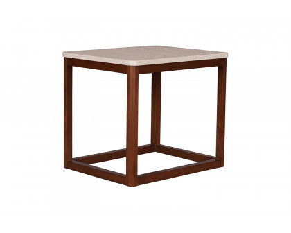 Moe's Ellis Modern Side Table - Brown, Travertine/Wood