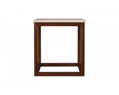 Moe's Ellis Modern Side Table - Brown, Travertine/Wood