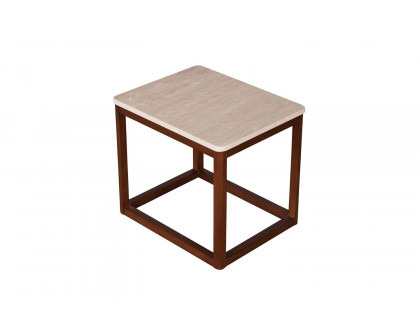 Moe's Ellis Modern Side Table - Brown, Travertine/Wood