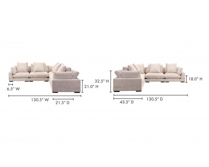 Moe's Tumble Classic L Modular Sectional - Cappuccino