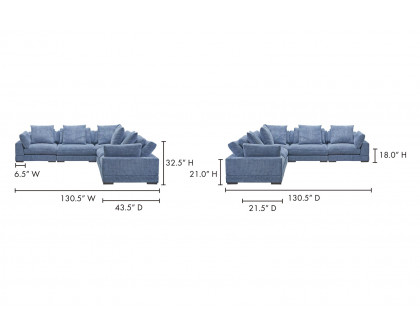 Moe's Tumble Classic L Modular Sectional - Ultra Blue