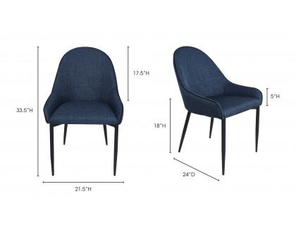 Moe's - Lapis Modern Dining Chair Set of 2 in Blue