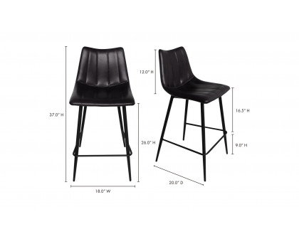 Moe's Alibi Contemporary Counter Stool Set of 2 - Black